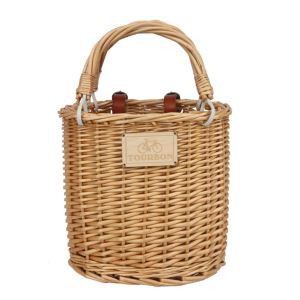 Tourbon Vintage Bike Cyclingハンドルバーフロントウィッカー自転車バスケット